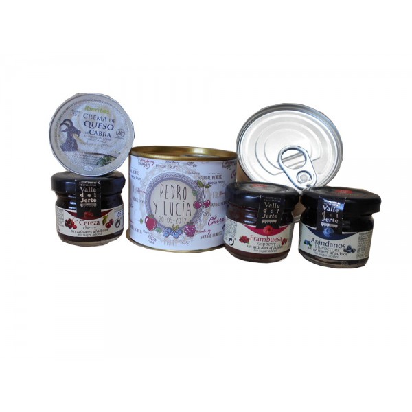 Lata con Crema de queso de cabra y mermelada