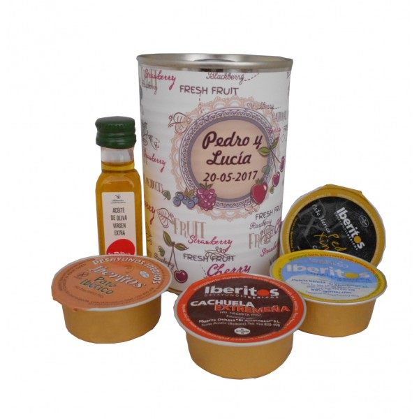 Lata con Aceite de Oliva Virgen Extra, paté y queso azul