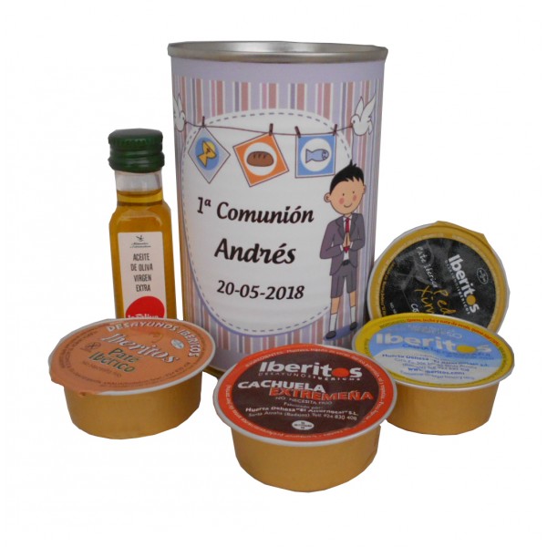 Lata con Aceite de Oliva Virgen Extra, paté y queso azul