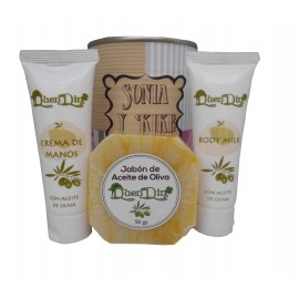 Lata de cosméticos con crema de manos, body Milk y jabón artesado Pomelo 2