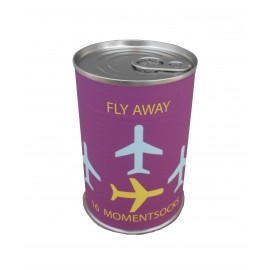 Calcetín vuela alto con frase en lata 2