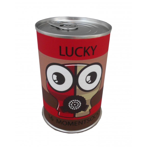 Calcetín tonos marrones con la frase LUCKY