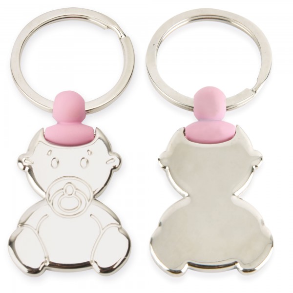 Llavero niña con chupete en lata