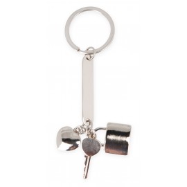 Llavero tres piezas candado, llave y corazón en lata 2