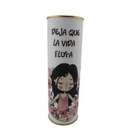 Abanico con la frase "Deja que la vida fluya" en lata 2