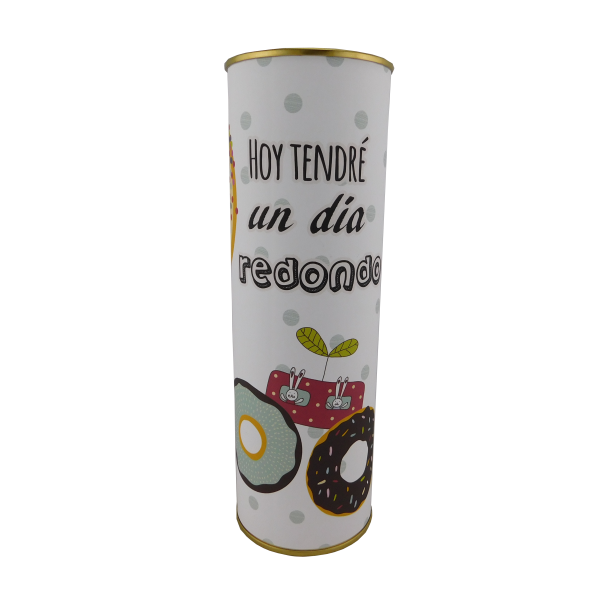 Abanico frase "Hoy tendré un día redondo" en lata