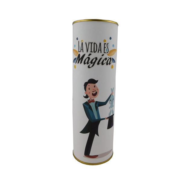 Abanico frase "La vida es mágica disfrutala" en lata