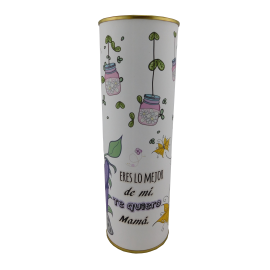 Abanico regalo con la frase "Eres lo mejor de mí, Te quiero Mamá" en lata 2