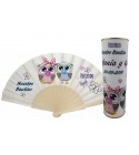 Abanico bautizo buha y buho modelo 725 en lata