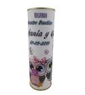 Abanico bautizo buha y buho modelo 725 en lata