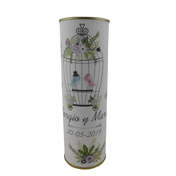 Abanico de boda pájaros en lata