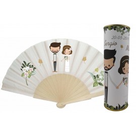 Abanico novios y flores en lata 2