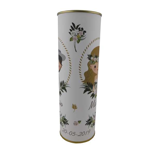 Abanico novio con sobrero en lata