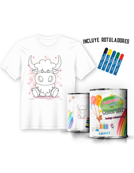 Camiseta pintar infantil de pintar Bisonte