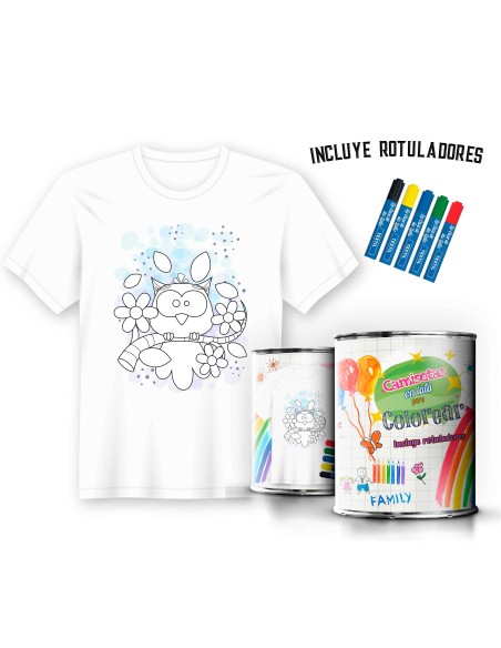 Camiseta Pintar Infantil Buho