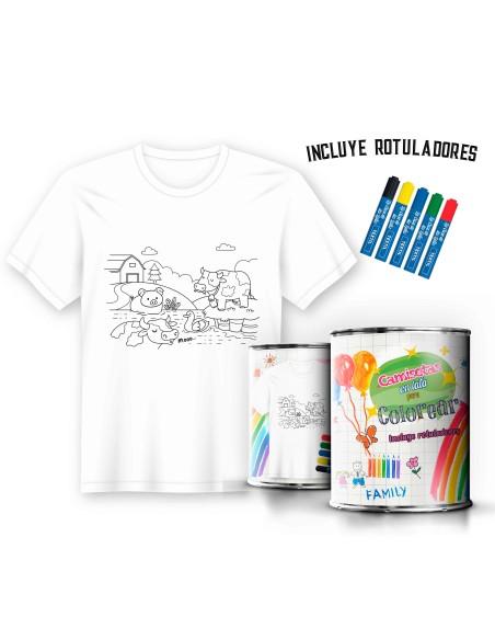 Camiseta Infantil de Pintar Granja