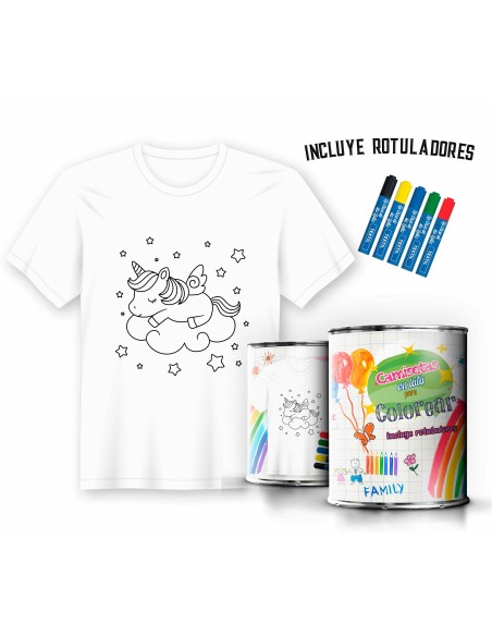 Camiseta Infantil de Pintar Unicornio