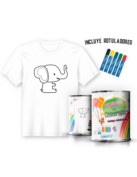 Camiseta Infantil de Pintar Elefante