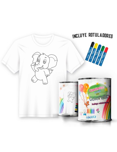 Camiseta Infantil de Pintar Elefante