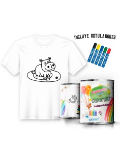 Camiseta Infantil de Pintar Hipopotamo