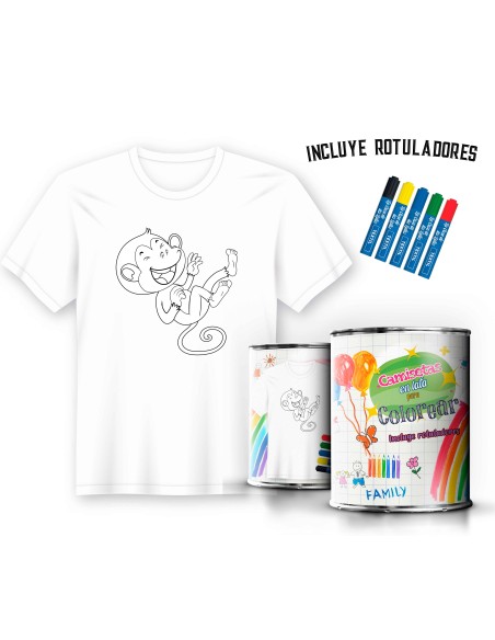 Camiseta Infantil de Pintar Mono