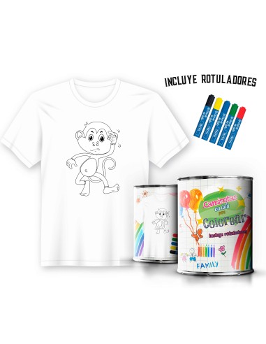 Camiseta de Pintar Infantil Mono