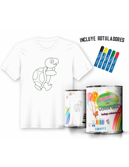Camiseta Infantil de Pintar Tortuga