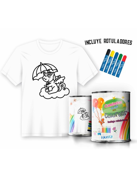 Camiseta Infantil Unicornio con Paraguas