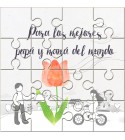 Puzzle regalo con la frase "Para los mejores papá y mamá del mundo" en lata