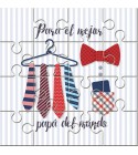 Puzzle corbatas con la frase "Para El Mejor Papá del mundo" en lata