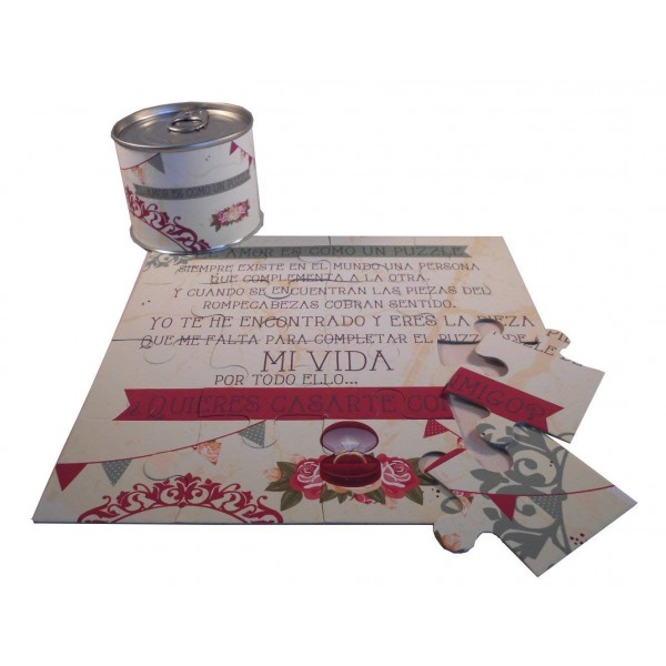 Puzzle pedida mano en lata