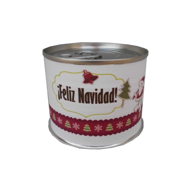 Puzzle Navidad con la frase "Con los mejores Deseos Feliz Navidad y Próspero año nuevo” en lata