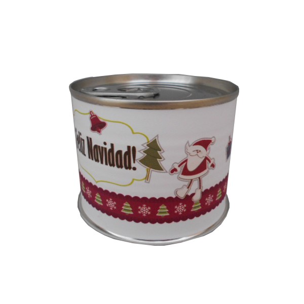 Puzzle Navidad con la frase "Con los mejores Deseos Feliz Navidad y Próspero año nuevo” en lata