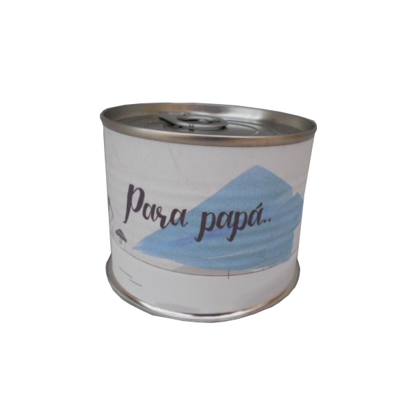 Puzzle con la frase impresa"Para el mejor papá del mundo" en lata