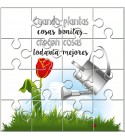 Puzzle con la frase "Cuando plantas cosas bonitas…crecen todavía cosas mejores" en lata