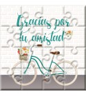 Puzzle bicicleta con la frase "Gracias por tu amistad" en lata