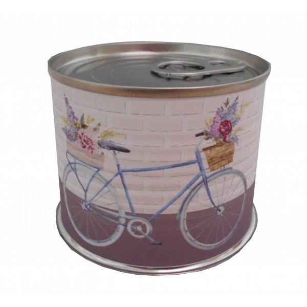 Puzzle bicicleta con la frase “Felicidades” en lata