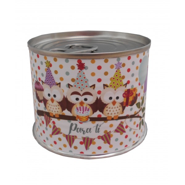 Puzzle con la frase "Felicidades" en lata