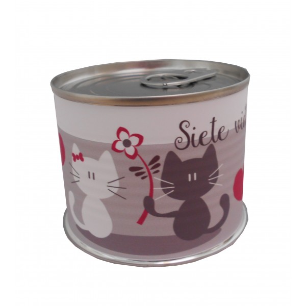 Puzzle con la frase "Siete vidas a tu lado" en lata