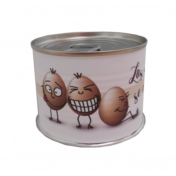 Puzzle con la frase "Los sueños se cumplen echándole huevos" en lata