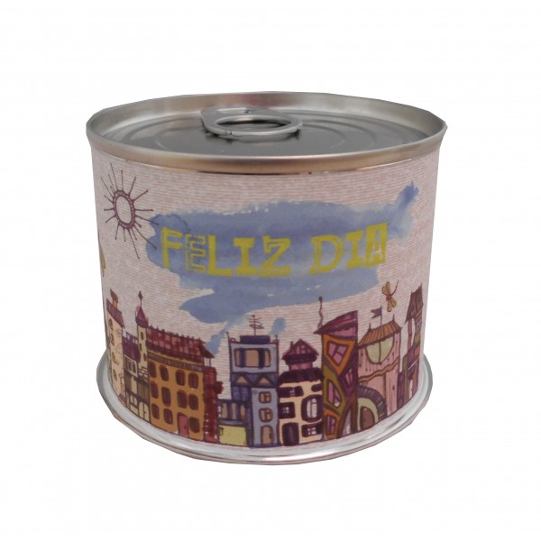 Puzzle frase "FELIZ DIA" en lata